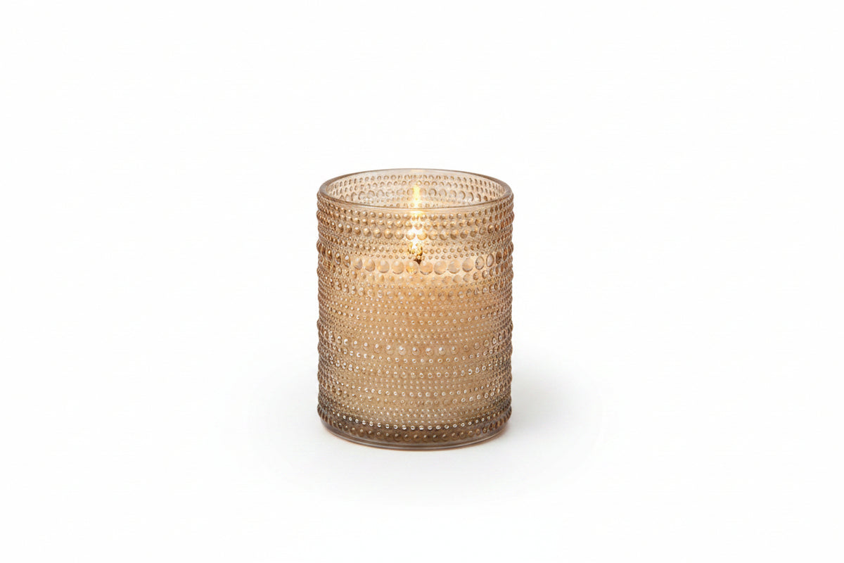 Candle Faux Flame Champagne Dotted 5"