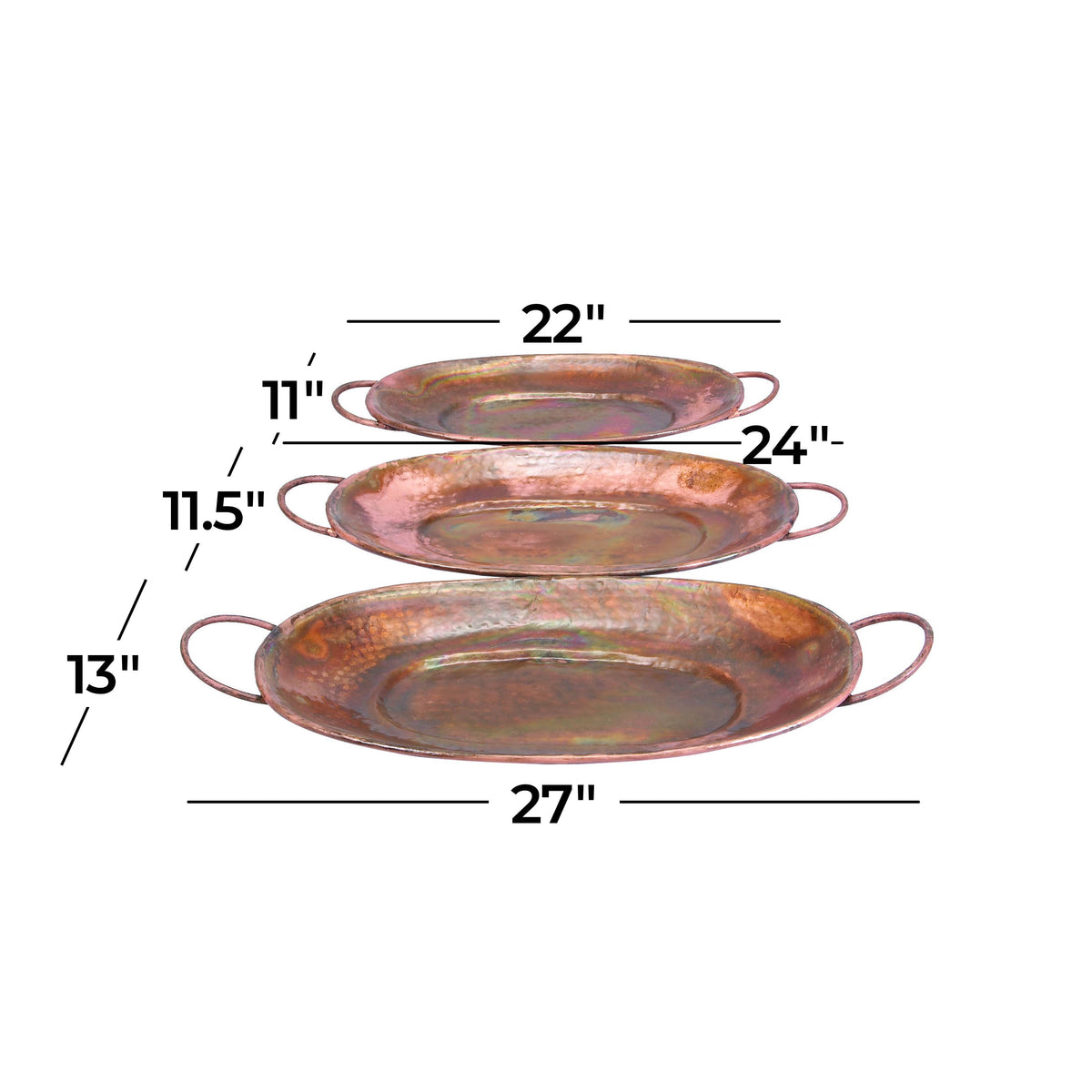 Copper Metal Tray Set