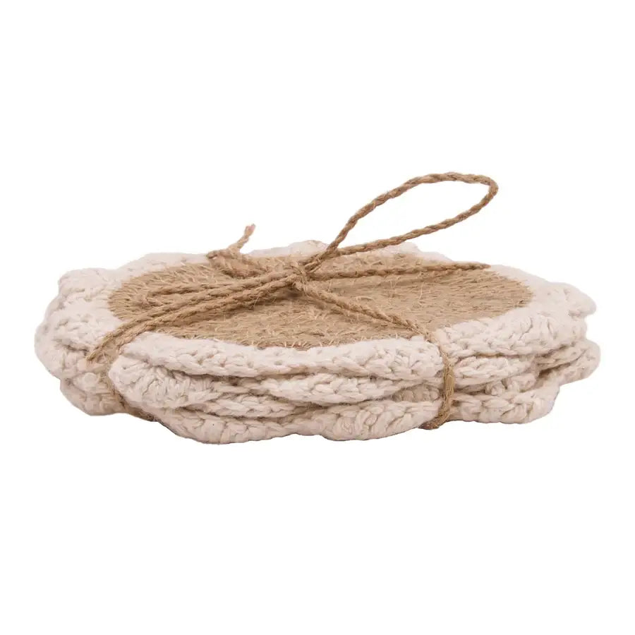 Natural Crochet Woven Jute Coasters (set of 4)