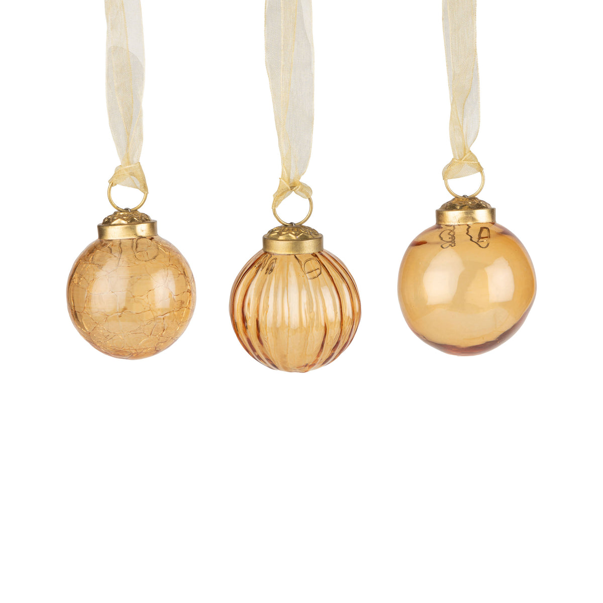 Glass Orange Gold Asst. Orn 2"