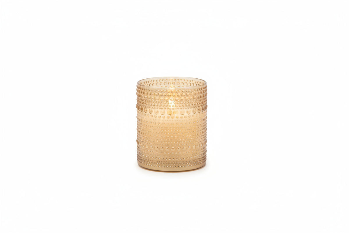 Candle Faux Flame Champagne Dotted 4"