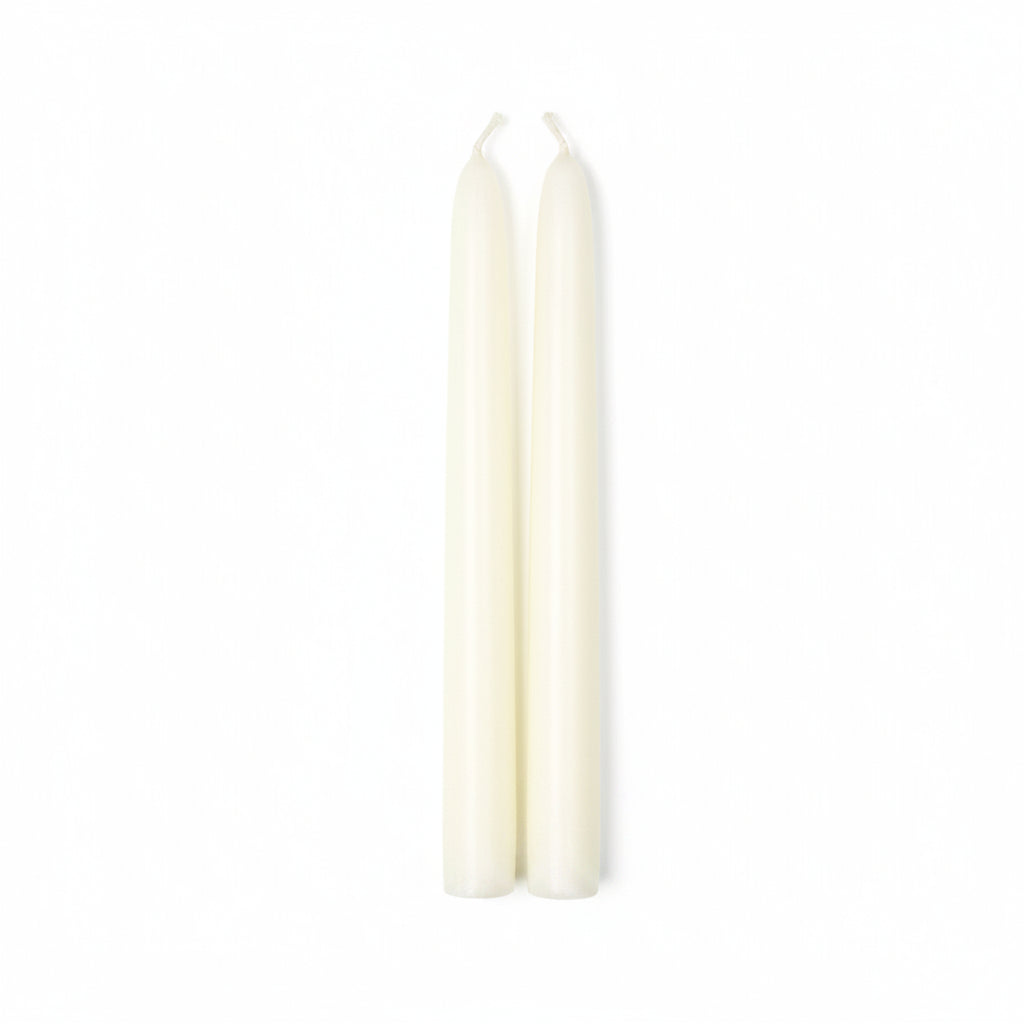 8" Hand Dipped Unscented Taper Candles White