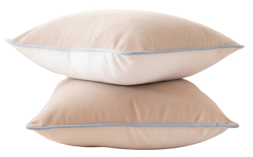 Pillow Cream Blue Trim Velvet