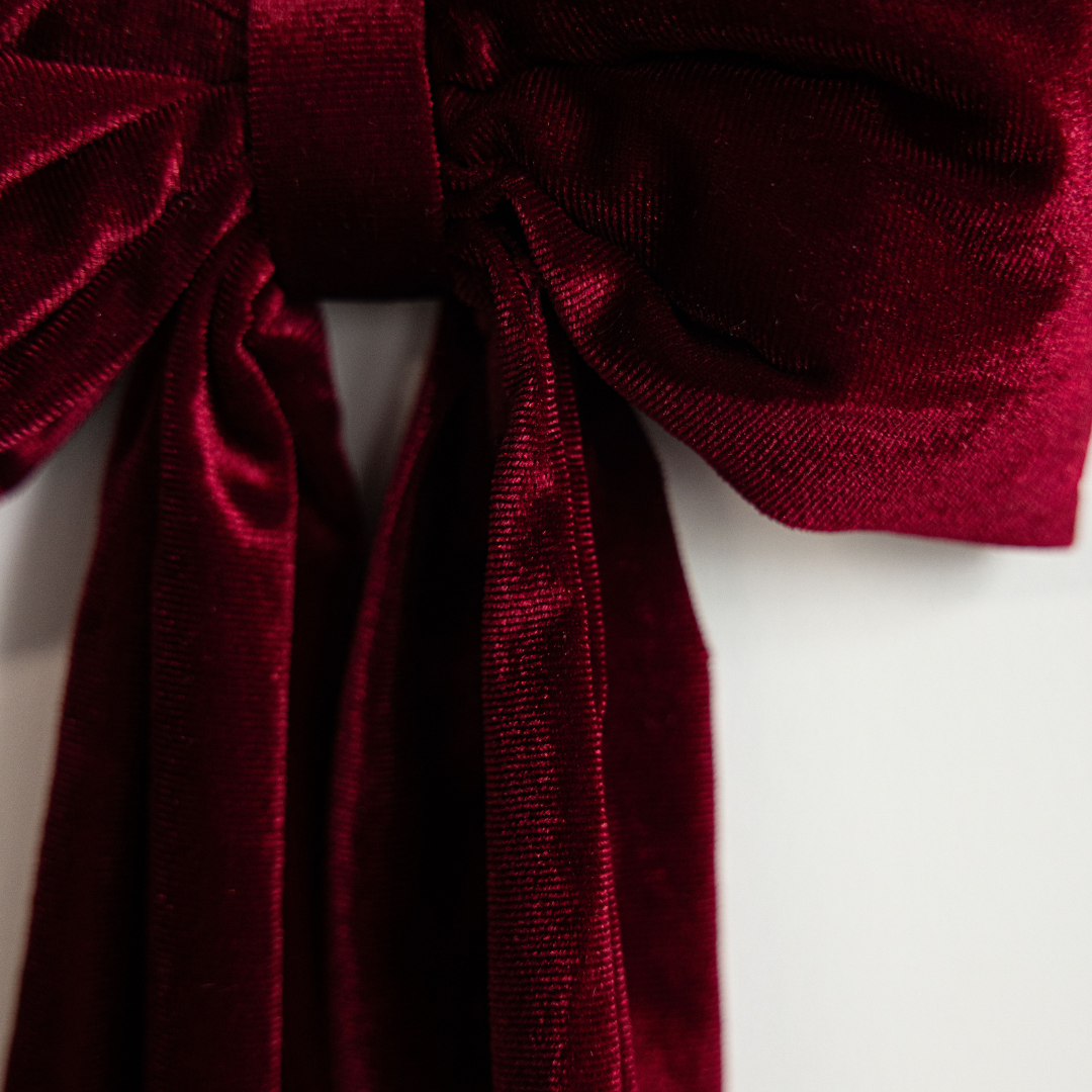 Bow Garland Red Velvet Fabric