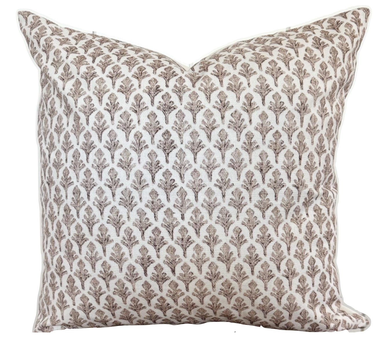 Pillow Handblock White & Brown Pattern Cotton Synthetic Down