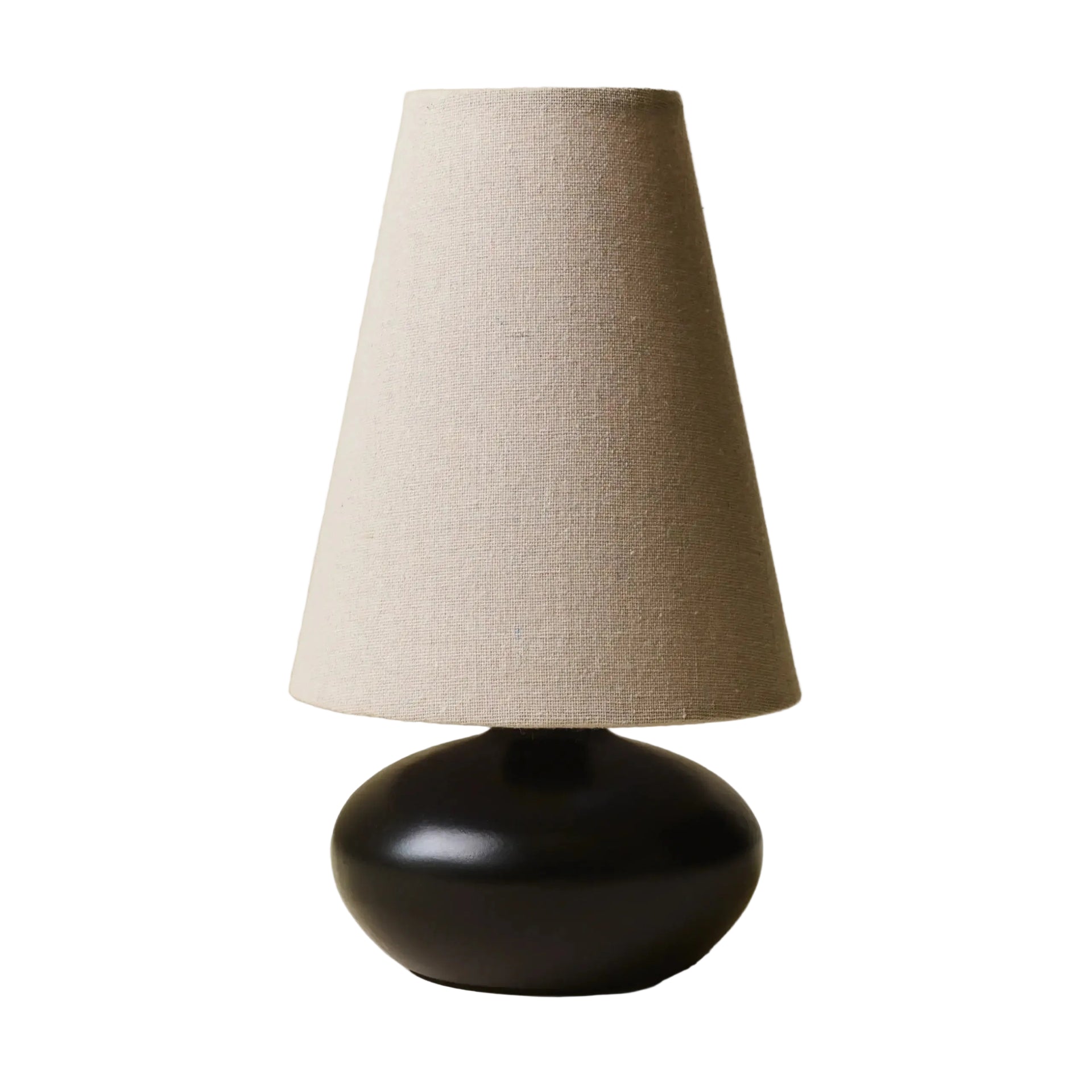 Lamp Lacquered Black Linen Shade Small