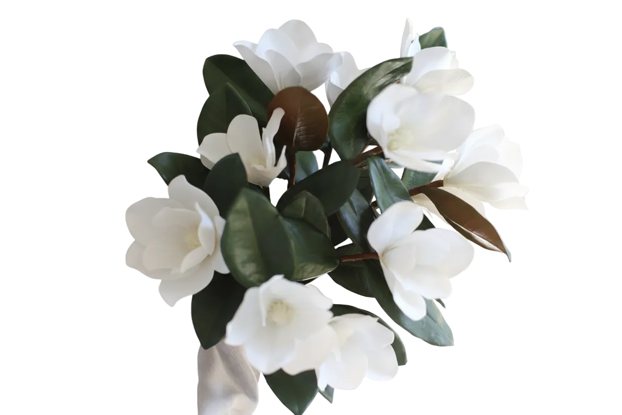 Magnolia Faux Flowers with Leaves 19.5"