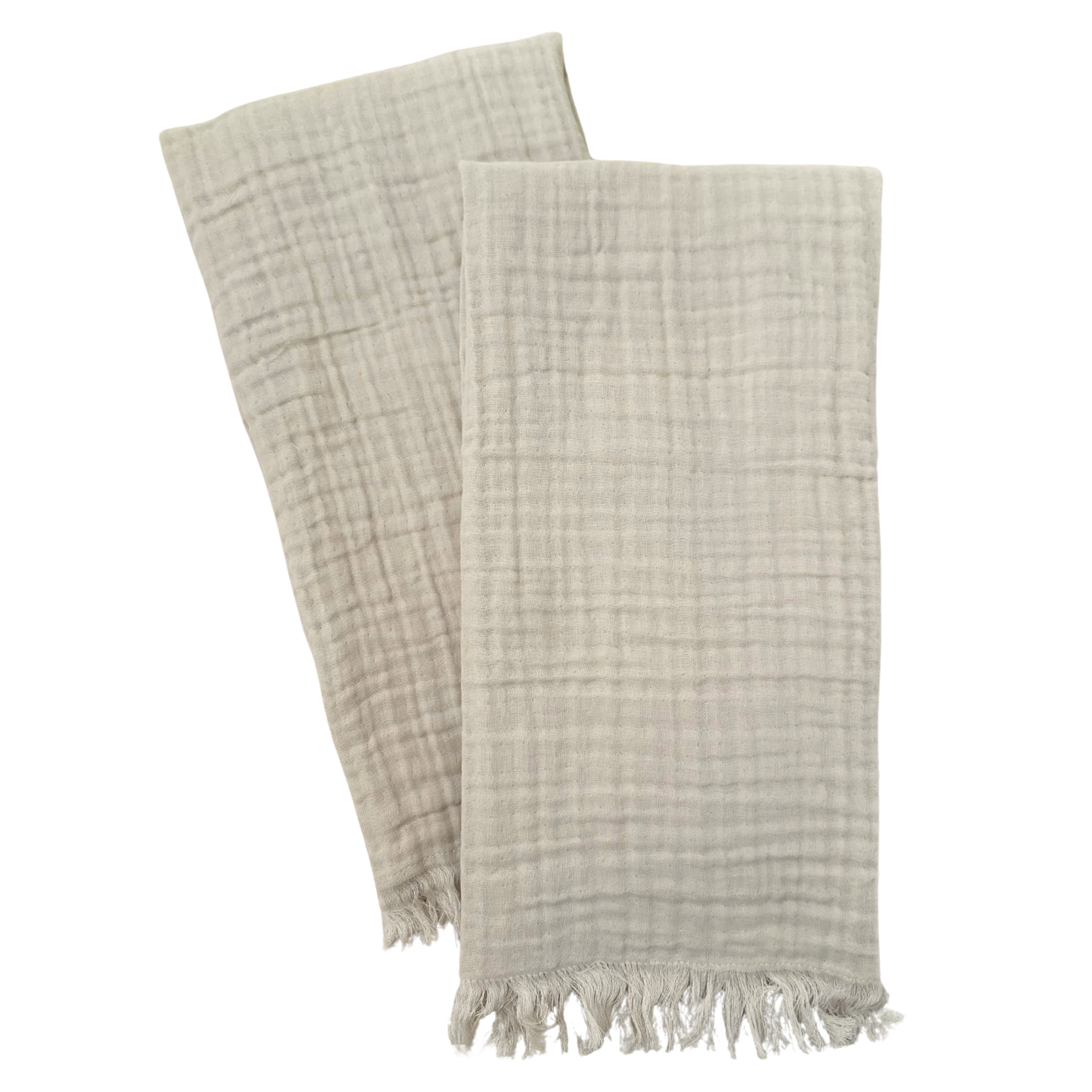 Gauze Cotton Fringe Tea Towels Taupe (set of 2)