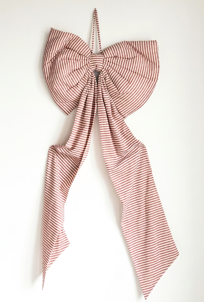 Bow Oversized Cranberry Red Striped