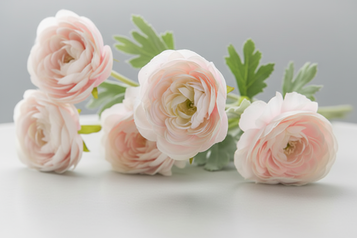 Silk Ranunculus Spray Flowers Light Pink