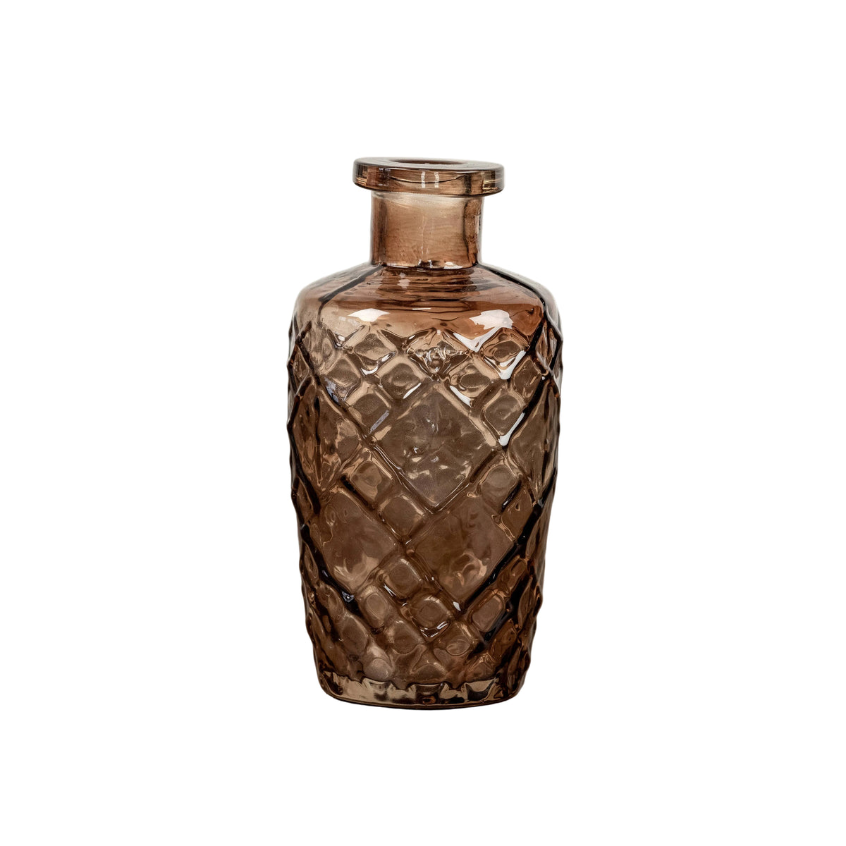 5" AMBER PATTERNED GLASS BUD VASE