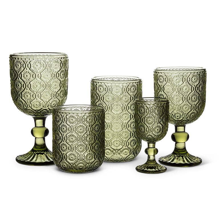 Daisy Wine Glass Olive 12oz