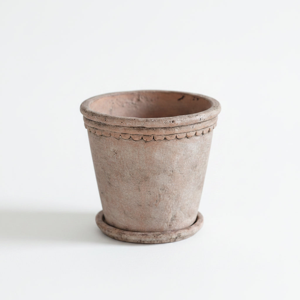 Terracotta Planter & Saucer Scallop Large
