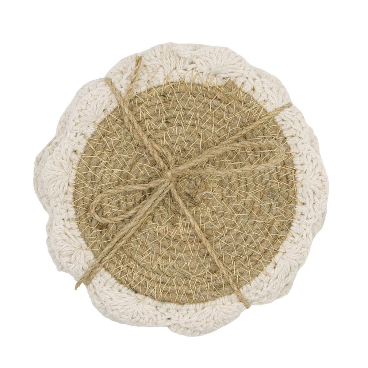 Natural Crochet Woven Jute Coasters (set of 4)