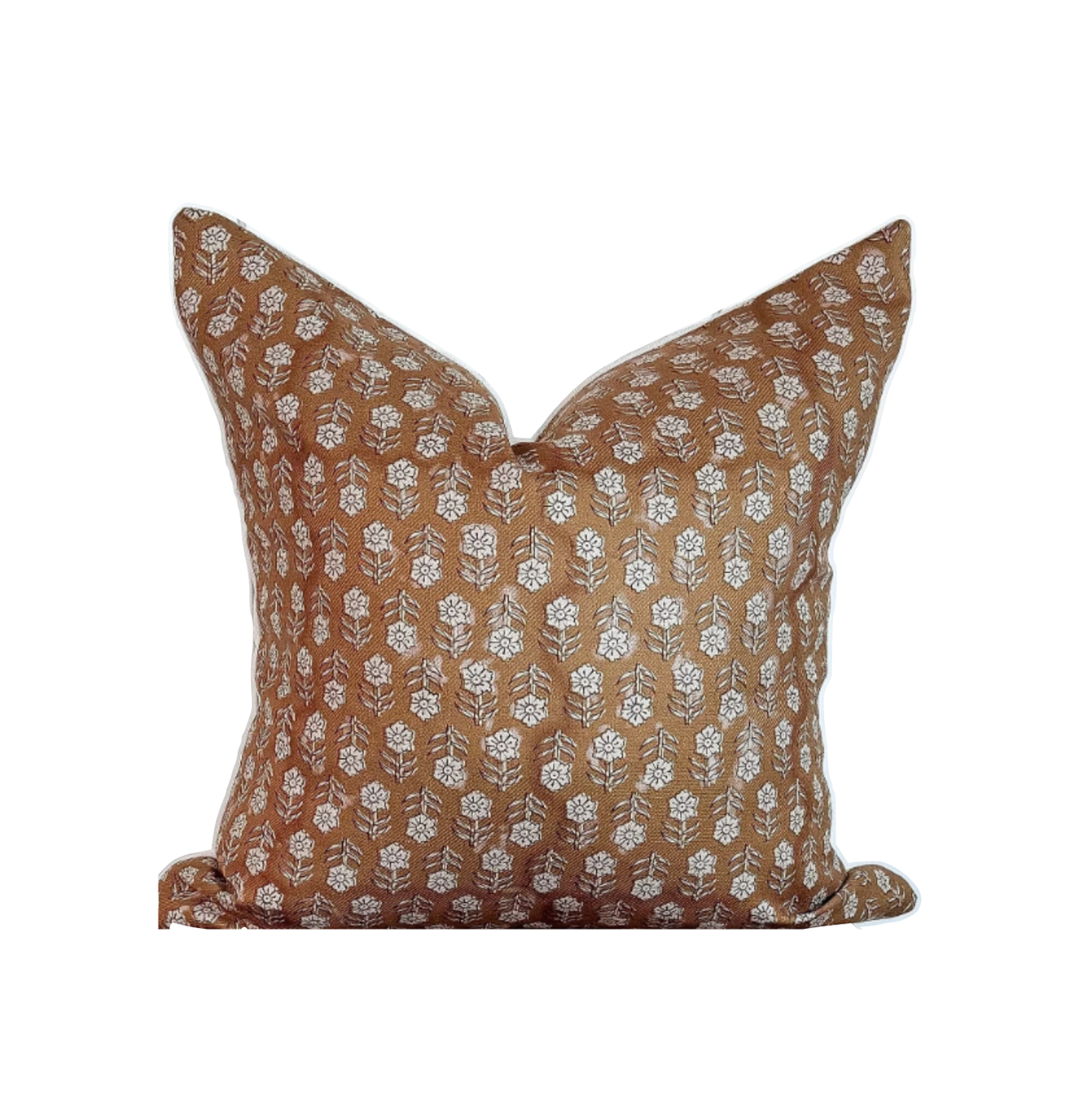 Pillow Floral Brown Cotton 18x18 w Synthetic Down Insert