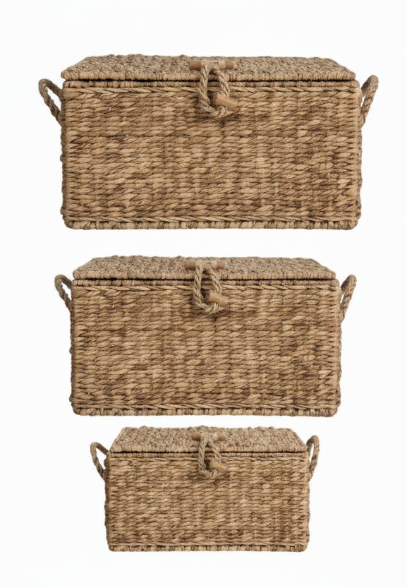 Hand-Woven Seagrass Trunks (set of 3)