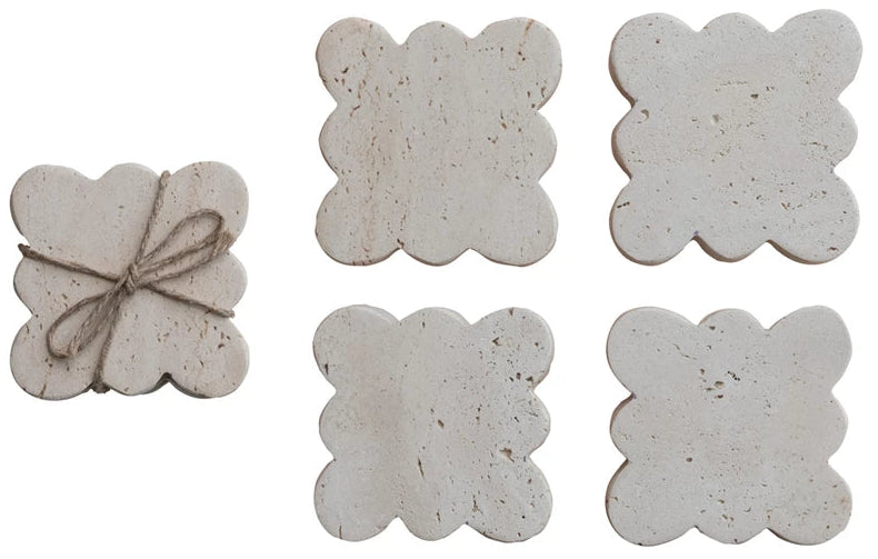 Travertine Coasters Scalloped (set of 4)