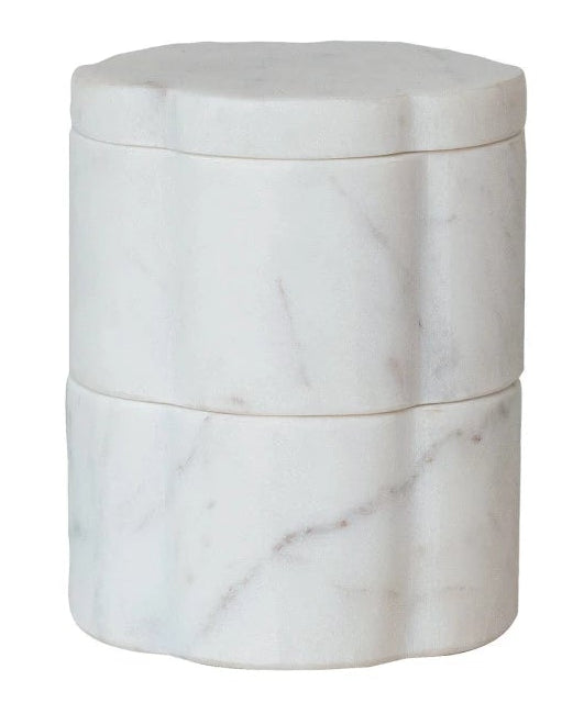 Marble Pinch Pots Scalloped Stackable