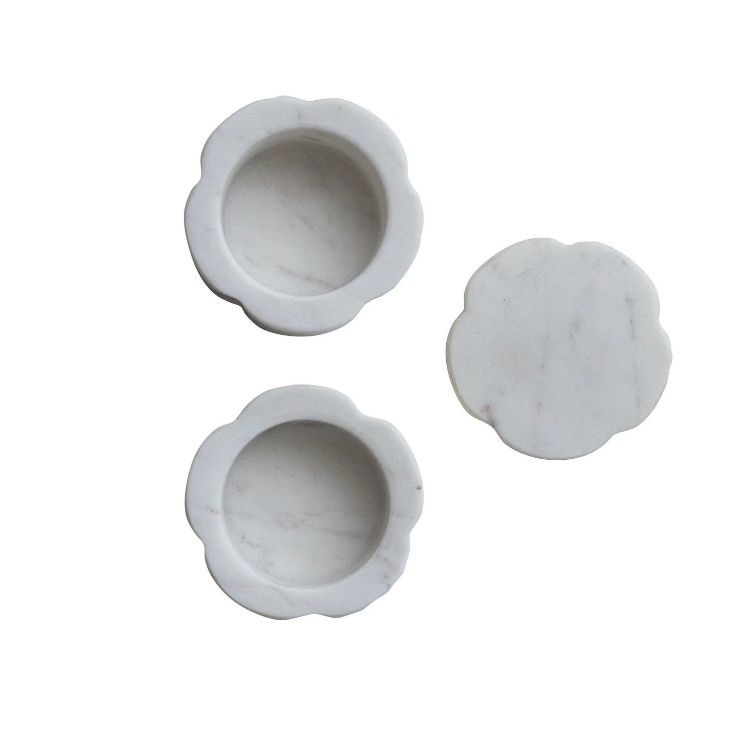 Marble Pinch Pots Scalloped Stackable