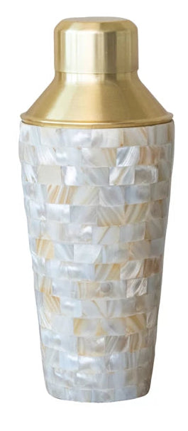 Cocktail Shaker Mother of Pearl Inlaid Stainless 24oz
