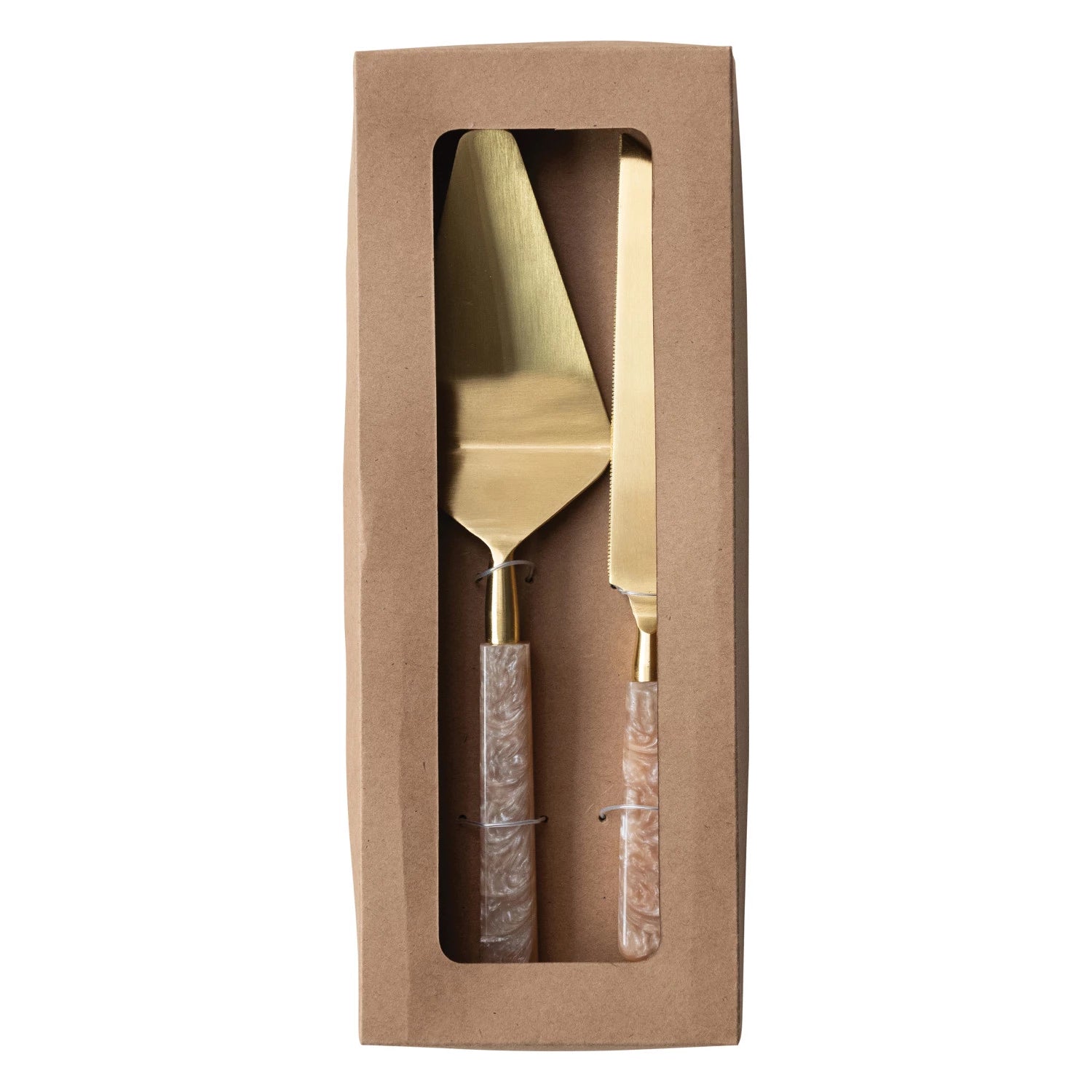 Gold Stainless Steel Cake Servers Boxed (set of 2)