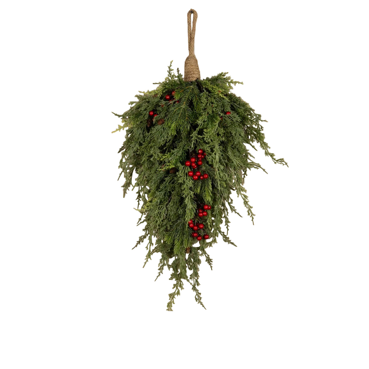 20" PINE, CEDAR & BERRIES HANGING WREATH