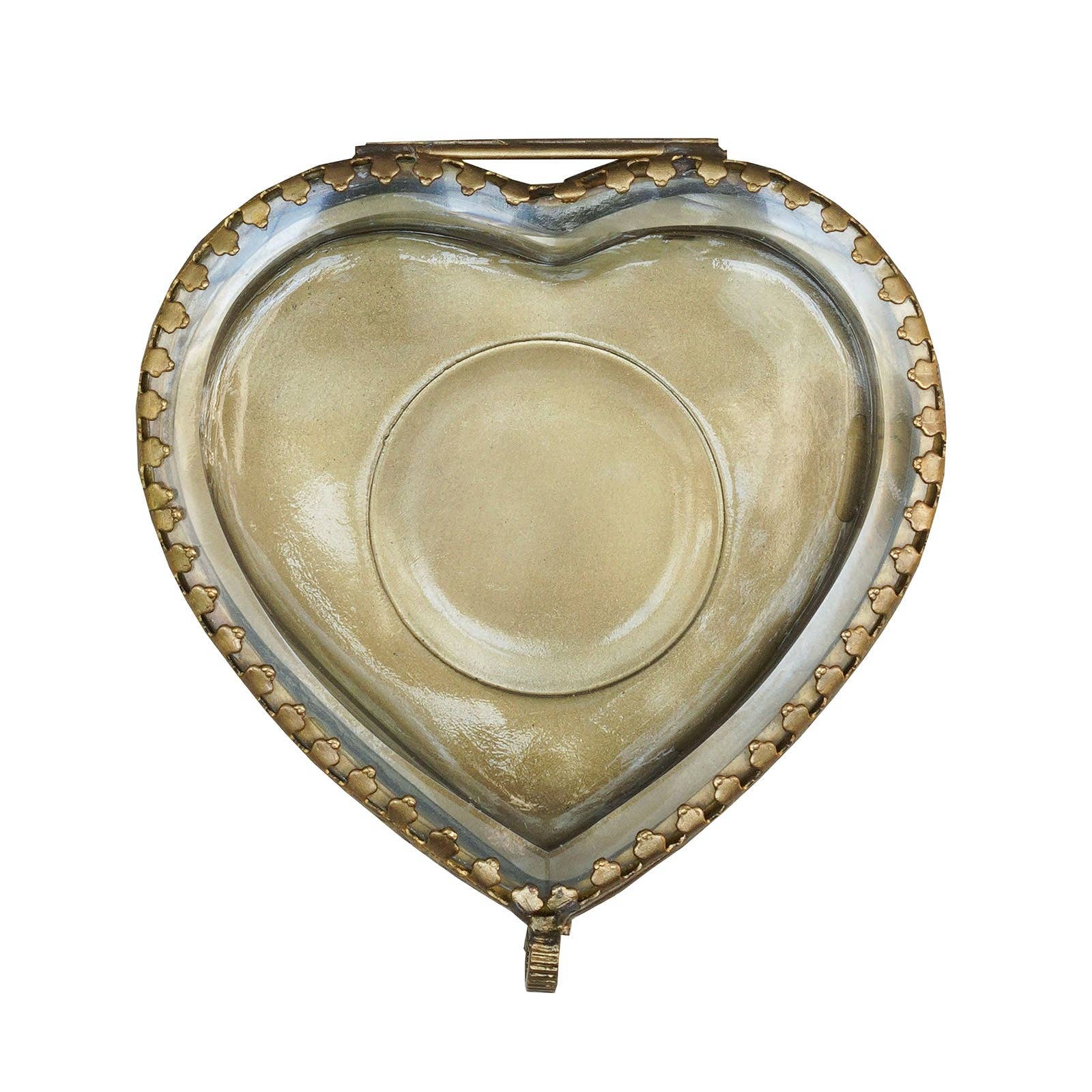 Vintage Brass Heart Display Case