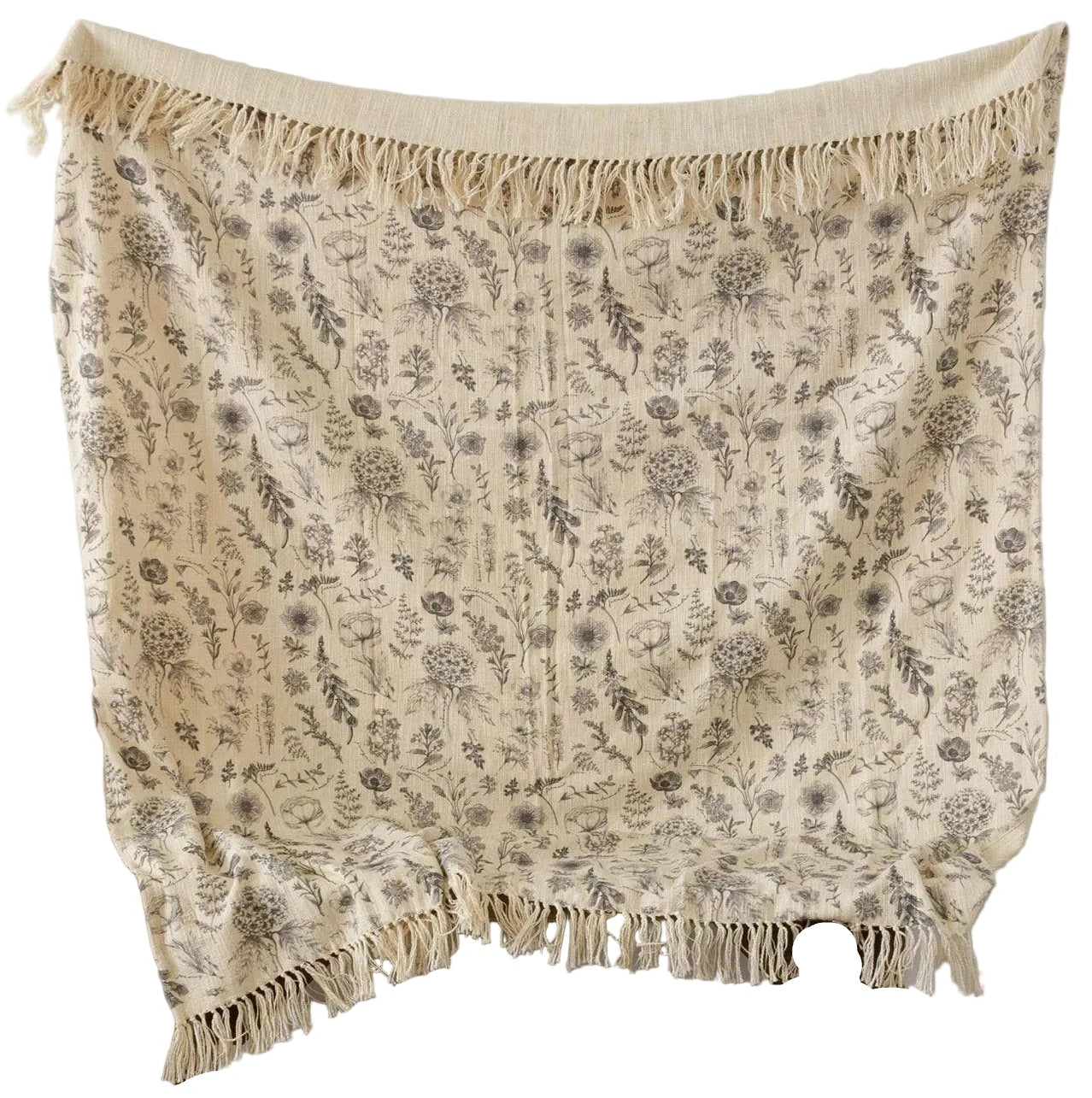 Throw Blanket Botanicals Black & White Pattern Cotton