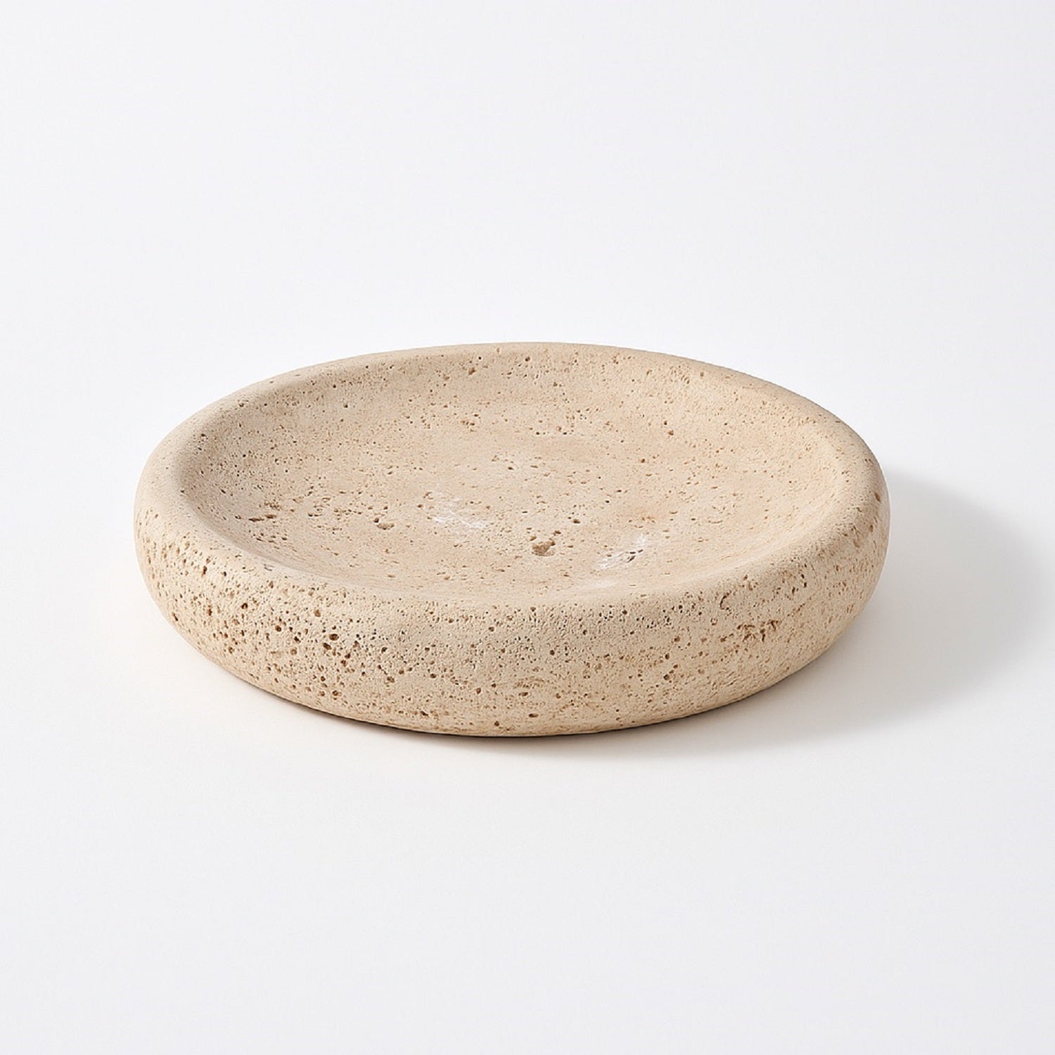 Large Round Travertine Tray