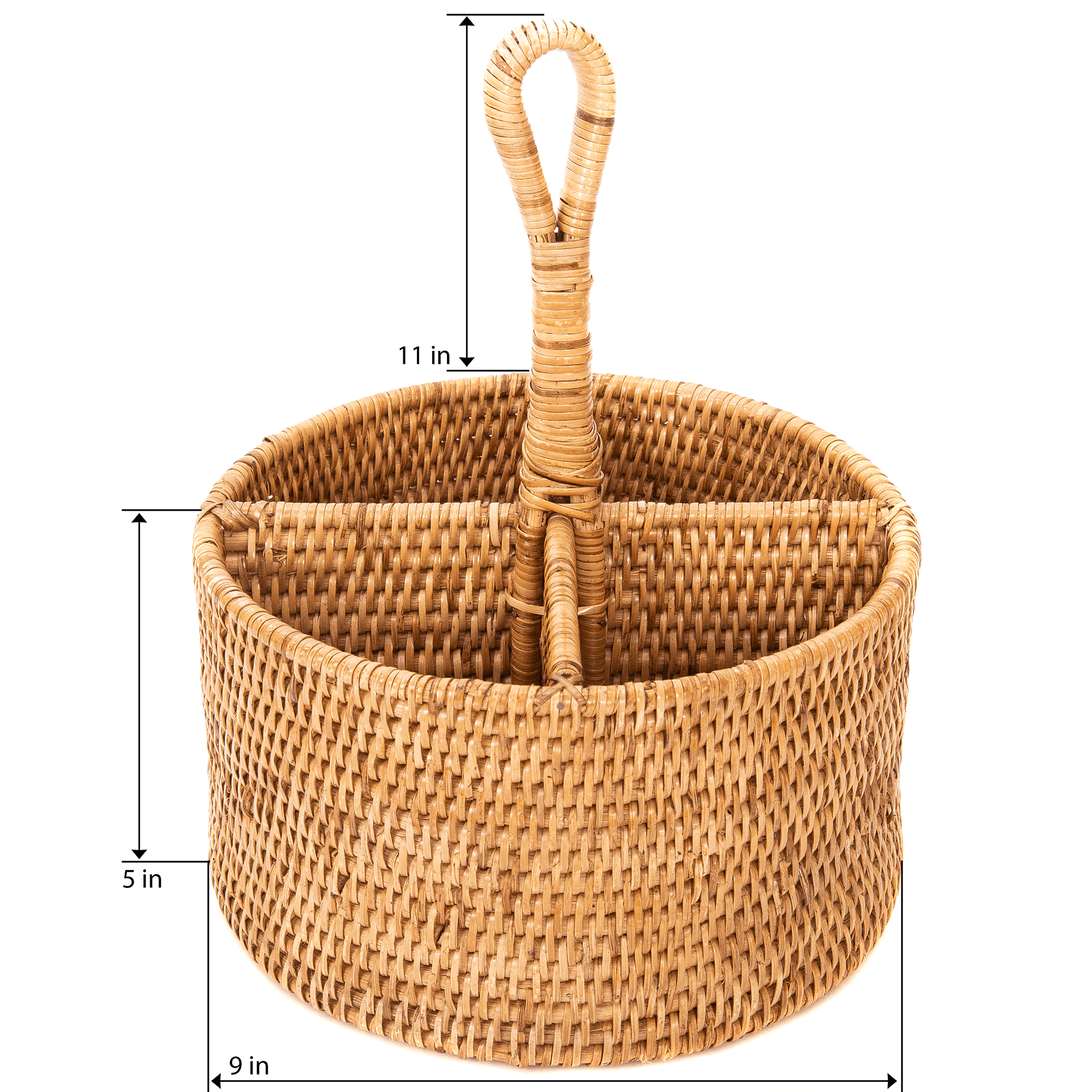 Rattan Cutlery Caddy Utensil Holder Honey Brown
