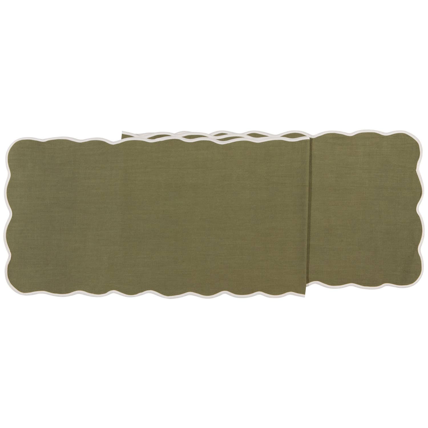 Olive Table Runner Scalloped