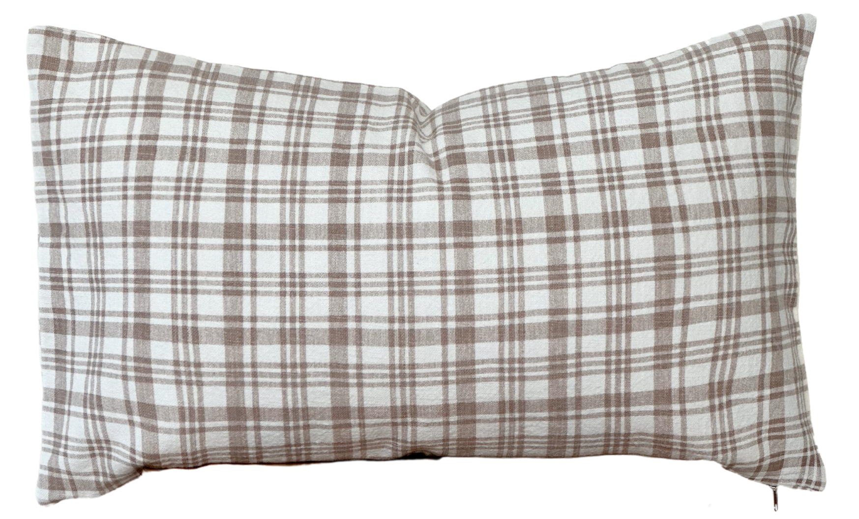 Pillow Brown Plaid 100% Slubbed Cotton with Down Alternative Insert