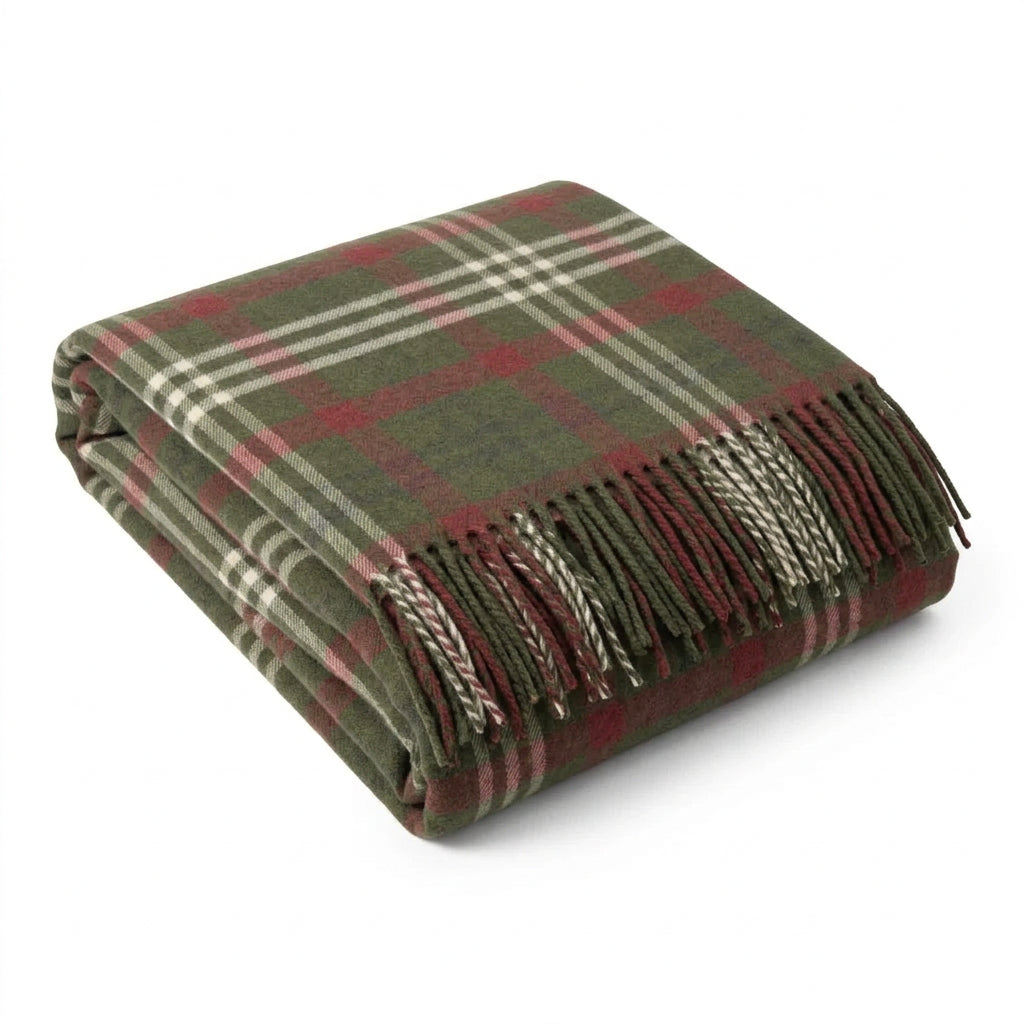 Throw Green Red White Plaid