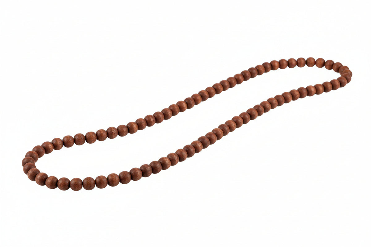 9' SMALL ROUND DARK STAINED WOOD BEAD GARLAND