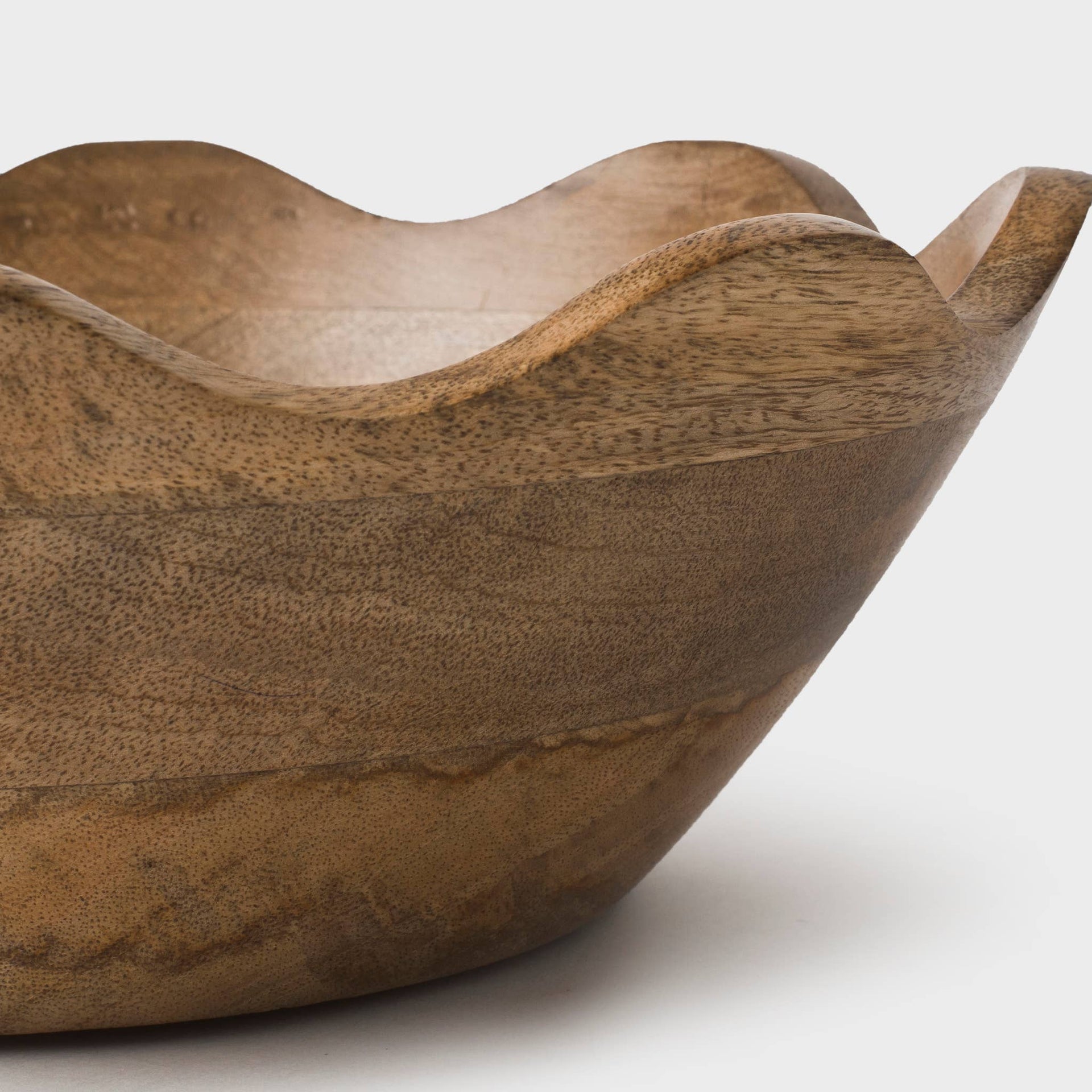 Scalloped Wooden Bowl Large